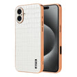 For iPhone 16 AZNS Electroplated Frame Crocodile Texture Full Coverage Phone Case(White) - iPhone 16 Cases by AZNS | Online Shopping South Africa | PMC TechLife | Buy Now Pay Later Mobicred