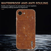For iPhone 16e AZNS Electroplated Frame Crocodile Texture Full Coverage Phone Case(Brown)