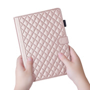 For iPad Pro 13 2024 Rhombus Lattice Leather Smart Tablet Case(Rose Gold)