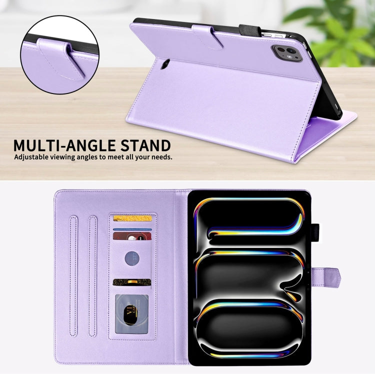 For iPad Pro 13 2024 Rhombus Lattice Leather Smart Tablet Case(Purple)