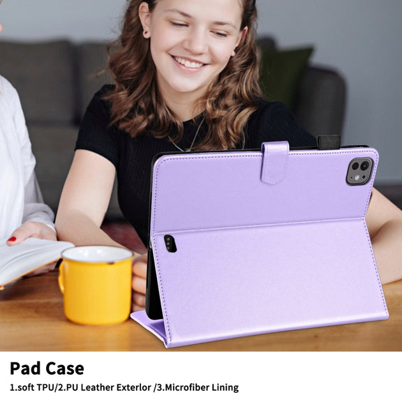 For iPad Pro 13 2024 Rhombus Lattice Leather Smart Tablet Case(Purple)