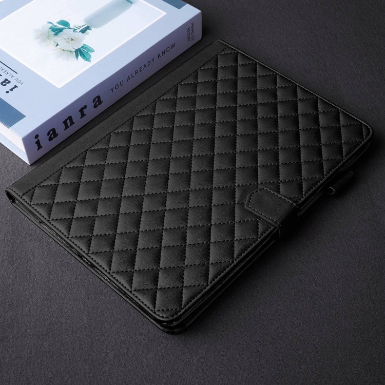 For iPad Pro 13 2024 Rhombus Lattice Leather Smart Tablet Case(Black)