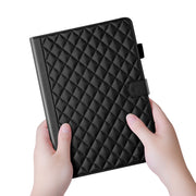 For iPad Pro 13 2024 Rhombus Lattice Leather Smart Tablet Case(Black)
