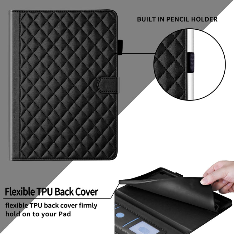 For iPad Pro 13 2024 Rhombus Lattice Leather Smart Tablet Case(Black)