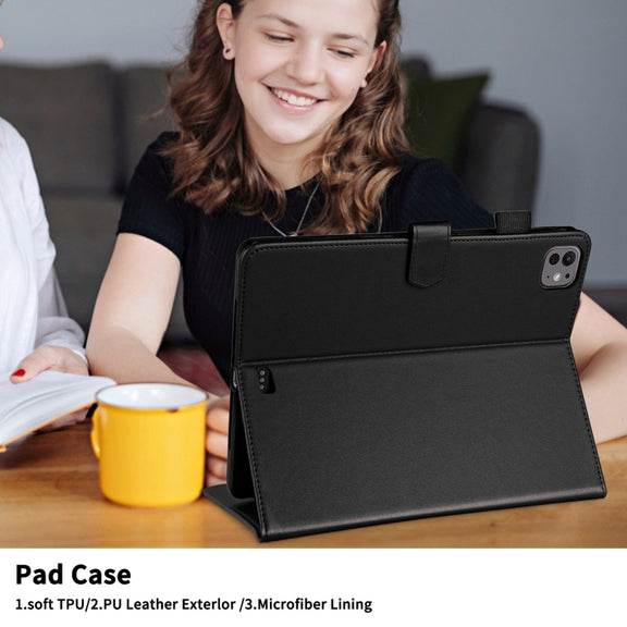 For iPad Pro 13 2024 Rhombus Lattice Leather Smart Tablet Case(Black)