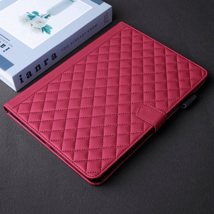 For iPad Pro 11 2024 Rhombus Lattice Leather Smart Tablet Case(Red)