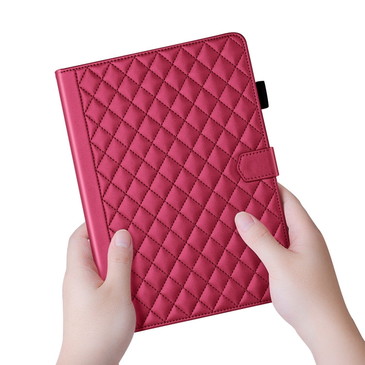 For iPad Pro 11 2024 Rhombus Lattice Leather Smart Tablet Case(Red)