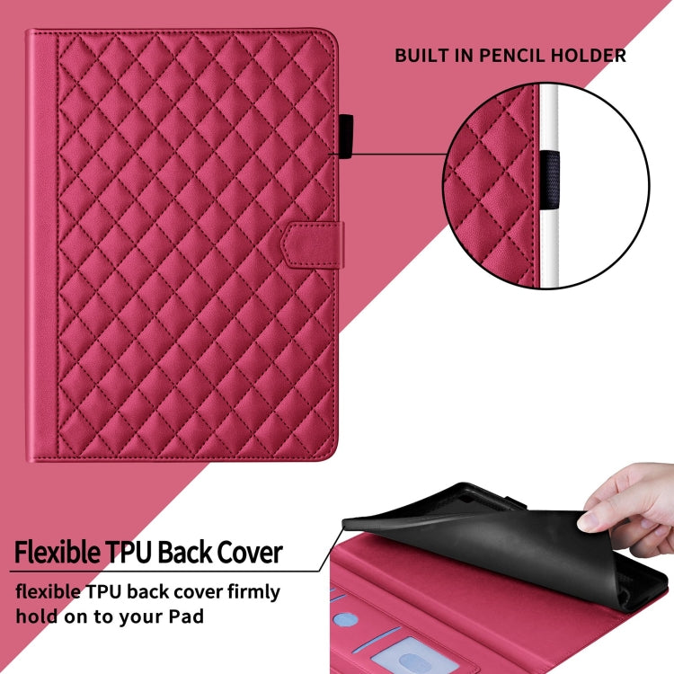 For iPad Pro 11 2024 Rhombus Lattice Leather Smart Tablet Case(Red)