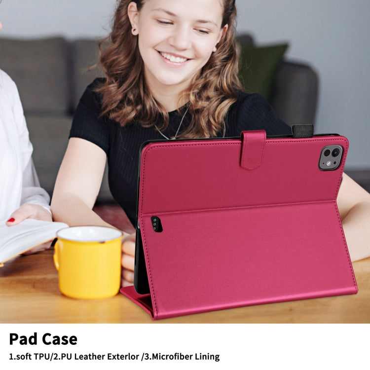 For iPad Pro 11 2024 Rhombus Lattice Leather Smart Tablet Case(Red)