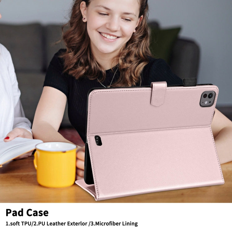For iPad Pro 11 2024 Rhombus Lattice Leather Smart Tablet Case(Rose Gold)
