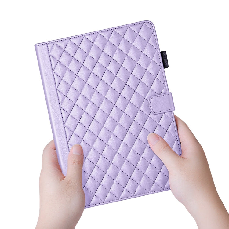 For iPad Pro 11 2024 Rhombus Lattice Leather Smart Tablet Case(Purple)