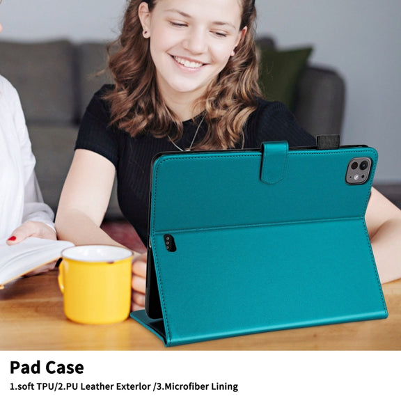 For iPad Pro 11 2024 Rhombus Lattice Leather Smart Tablet Case(Dark Green)