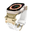 For Apple Watch SE 2023 44mm Stainless Steel Connector TPU Watch Band(Gold White) - free shipping - PMC TechLife - Order now!