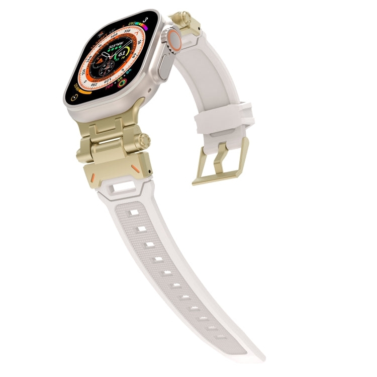 For Apple Watch Ultra 49mm Stainless Steel Connector TPU Watch Band(Gold Starlight)