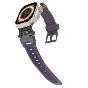 For Apple Watch SE 44mm Stainless Steel Connector TPU Watch Band(Black Purple)