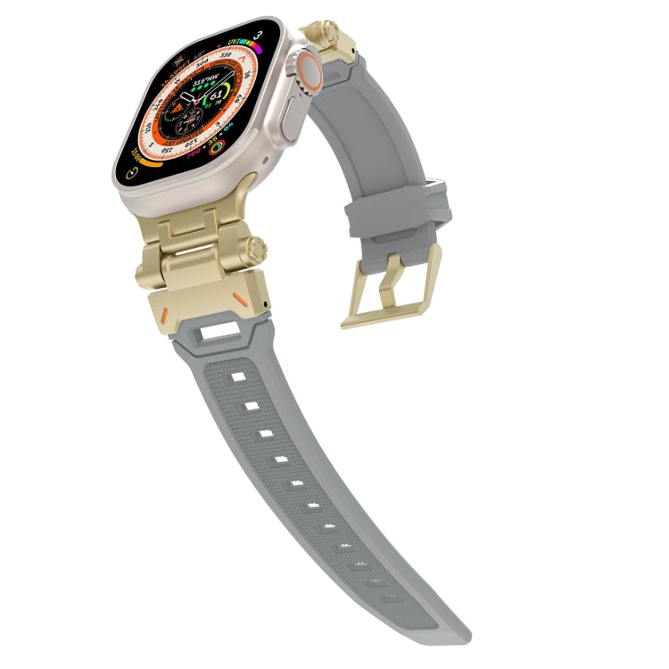 For Apple Watch SE 44mm Stainless Steel Connector TPU Watch Band(Gold Grey)