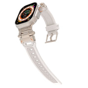 For Apple Watch SE 44mm Stainless Steel Connector TPU Watch Band(Titanium Starlight)