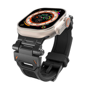 For Apple Watch Series 6 44mm Stainless Steel Connector TPU Watch Band(Black Black)