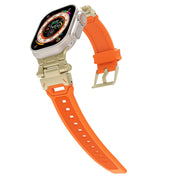 For Apple Watch Series 2 42mm Stainless Steel Connector TPU Watch Band(Gold Orange)