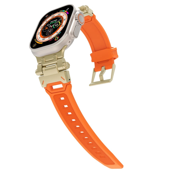For Apple Watch Series 2 42mm Stainless Steel Connector TPU Watch Band(Gold Orange)