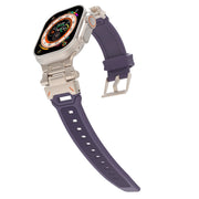 For Apple Watch Series 2 42mm Stainless Steel Connector TPU Watch Band(Titanium Purple)