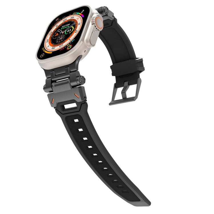 For Apple Watch 42mm Stainless Steel Connector TPU Watch Band(Black Black)