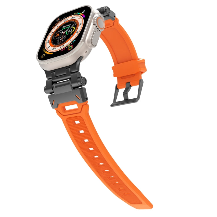 For Apple Watch 42mm Stainless Steel Connector TPU Watch Band(Black Orange)