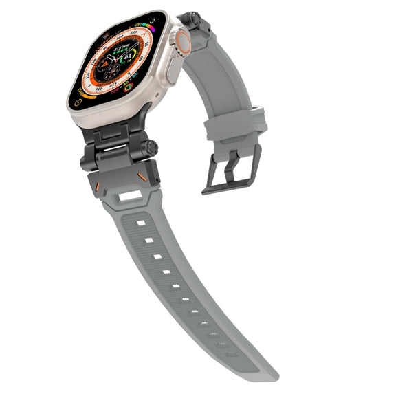 For Apple Watch 42mm Stainless Steel Connector TPU Watch Band(Black Grey)