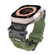 For Apple Watch 42mm Stainless Steel Connector TPU Watch Band(Black Green)