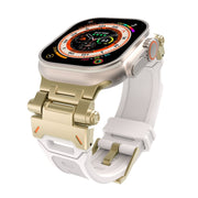 For Apple Watch 42mm Stainless Steel Connector TPU Watch Band(Gold Starlight)