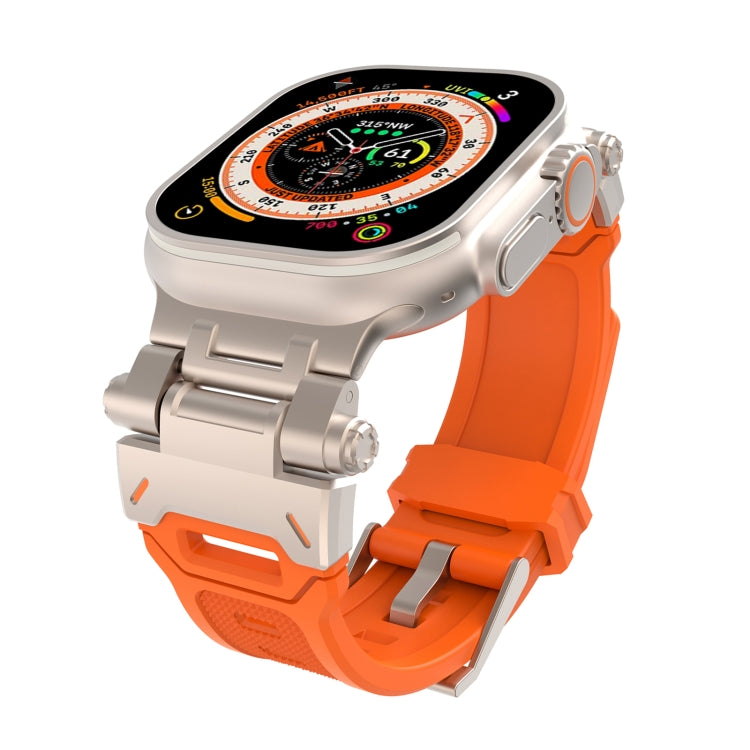 For Apple Watch 42mm Stainless Steel Connector TPU Watch Band(Titanium Orange)