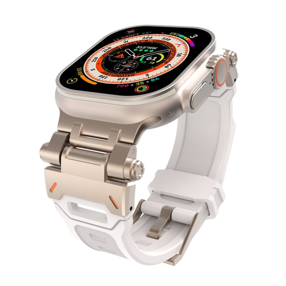For Apple Watch 42mm Stainless Steel Connector TPU Watch Band(Titanium Starlight)