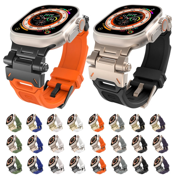 For Apple Watch 42mm Stainless Steel Connector TPU Watch Band(Titanium White)