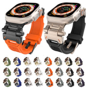 For Apple Watch 42mm Stainless Steel Connector TPU Watch Band(Black Green)