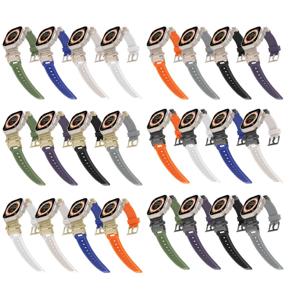 For Apple Watch Series 3 42mm Stainless Steel Connector TPU Watch Band(Black Black)