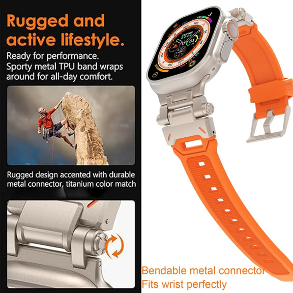 For Apple Watch Series 9 45mm Stainless Steel Connector TPU Watch Band(Black White)