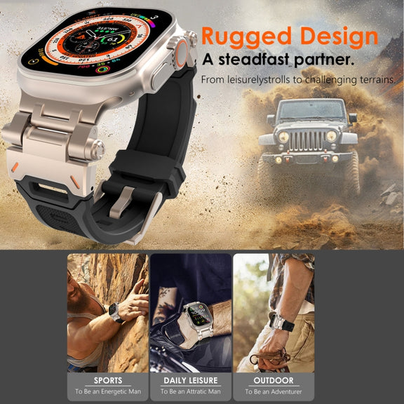 For Apple Watch 42mm Stainless Steel Connector TPU Watch Band(Titanium Blue)