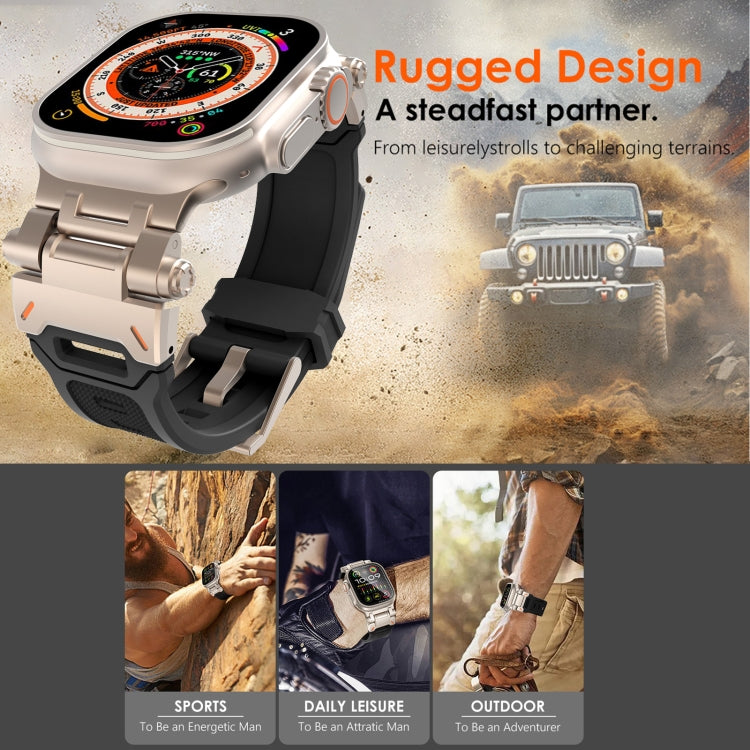 For Apple Watch 42mm Stainless Steel Connector TPU Watch Band(Titanium White)