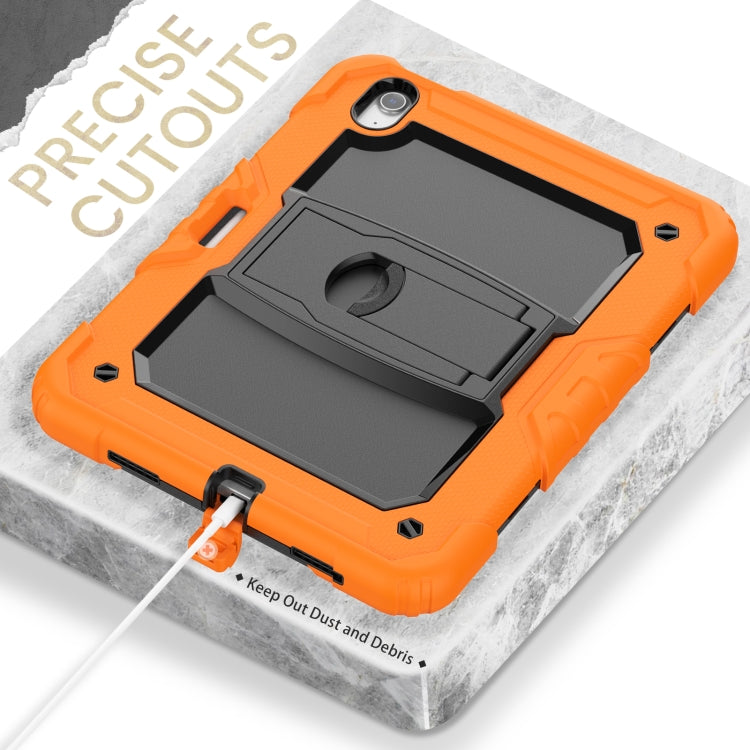 For iPad Air 11 2024 Silicone Hydric PC Tablet Case with Shoulder Strap & Holder(Orange)