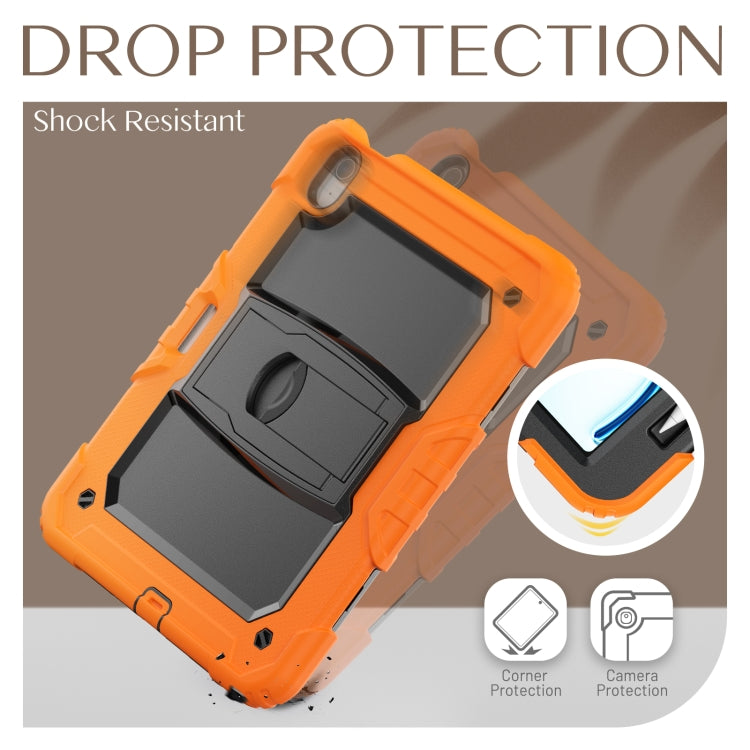 For iPad Air 11 2024 Silicone Hydric PC Tablet Case with Shoulder Strap & Holder(Orange)