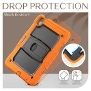 For iPad Air 11 2024 Silicone Hydric PC Tablet Case with Shoulder Strap & Holder(Orange)