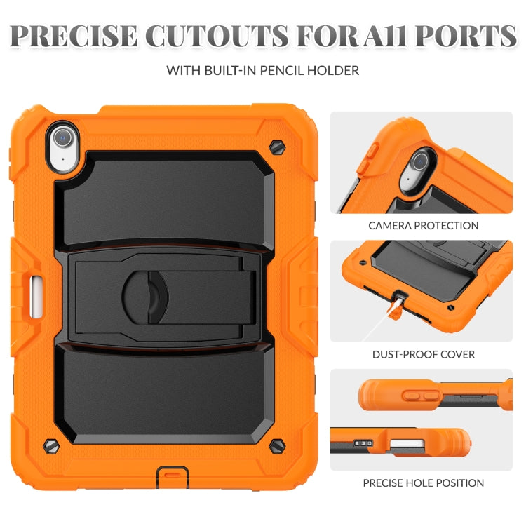 For iPad Air 11 2024 Silicone Hydric PC Tablet Case with Shoulder Strap & Holder(Orange)