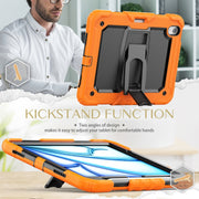 For iPad Air 11 2024 Silicone Hydric PC Tablet Case with Shoulder Strap & Holder(Orange)