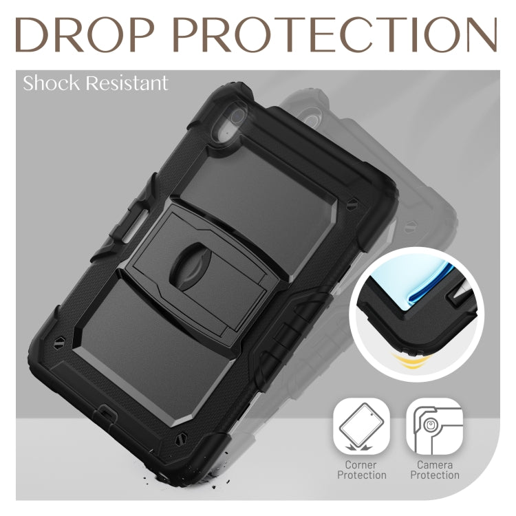 For iPad Air 11 2025 / 2024 Silicone Hydric PC Tablet Case with Shoulder Strap & Holder(Black)