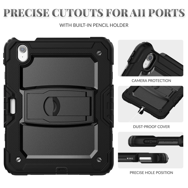 For iPad Air 11 2025 / 2024 Silicone Hydric PC Tablet Case with Shoulder Strap & Holder(Black)