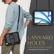 For iPad Air 11 2025 / 2024 Silicone Hydric PC Tablet Case with Shoulder Strap & Holder(Black)
