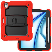 For iPad Air 11 2025 / 2024 Silicone Hydric PC Tablet Case with Shoulder Strap & Holder(Red)