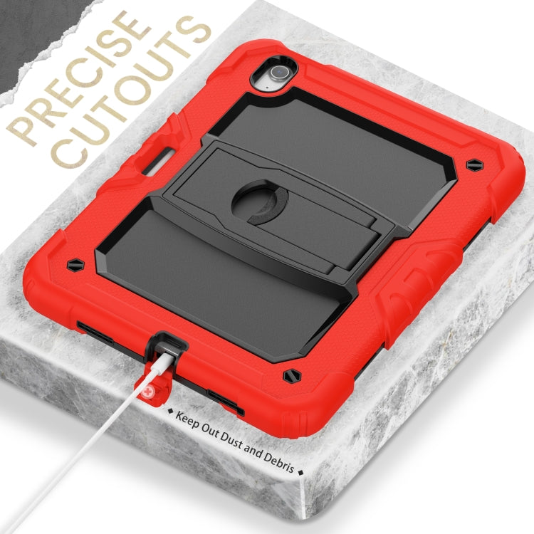 For iPad Air 11 2025 / 2024 Silicone Hydric PC Tablet Case with Shoulder Strap & Holder(Red)