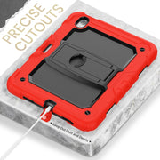 For iPad Air 11 2025 / 2024 Silicone Hydric PC Tablet Case with Shoulder Strap & Holder(Red)