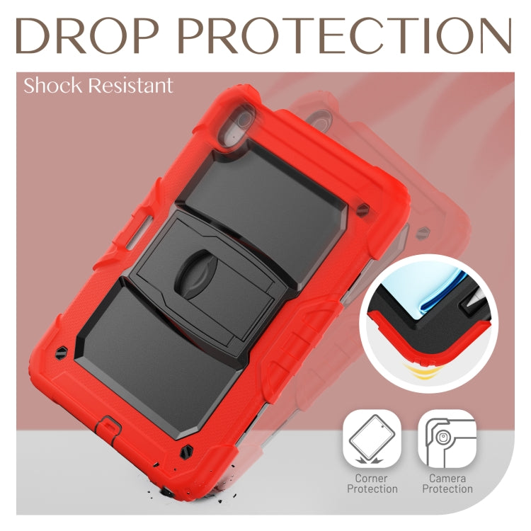 For iPad Air 11 2025 / 2024 Silicone Hydric PC Tablet Case with Shoulder Strap & Holder(Red)